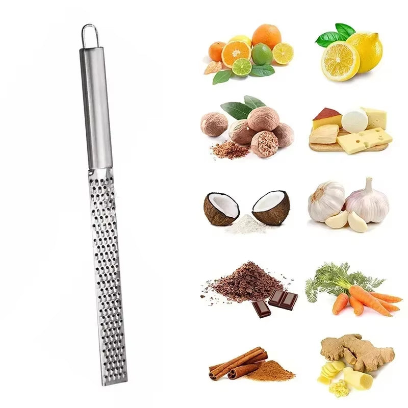 Stainless Steel Long Handle Cheese Grater Cheese Baking Cheese Grater Lemon Zest Grater Kitchen Gadget Fruit Peeler Ginger Garli