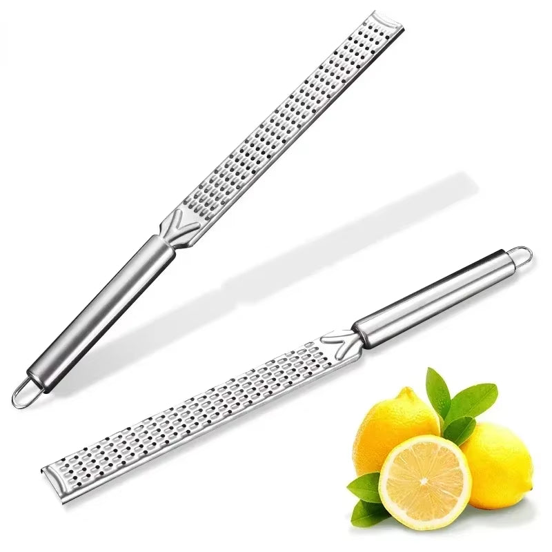 Stainless Steel Long Handle Cheese Grater Cheese Baking Cheese Grater Lemon Zest Grater Kitchen Gadget Fruit Peeler Ginger Garli